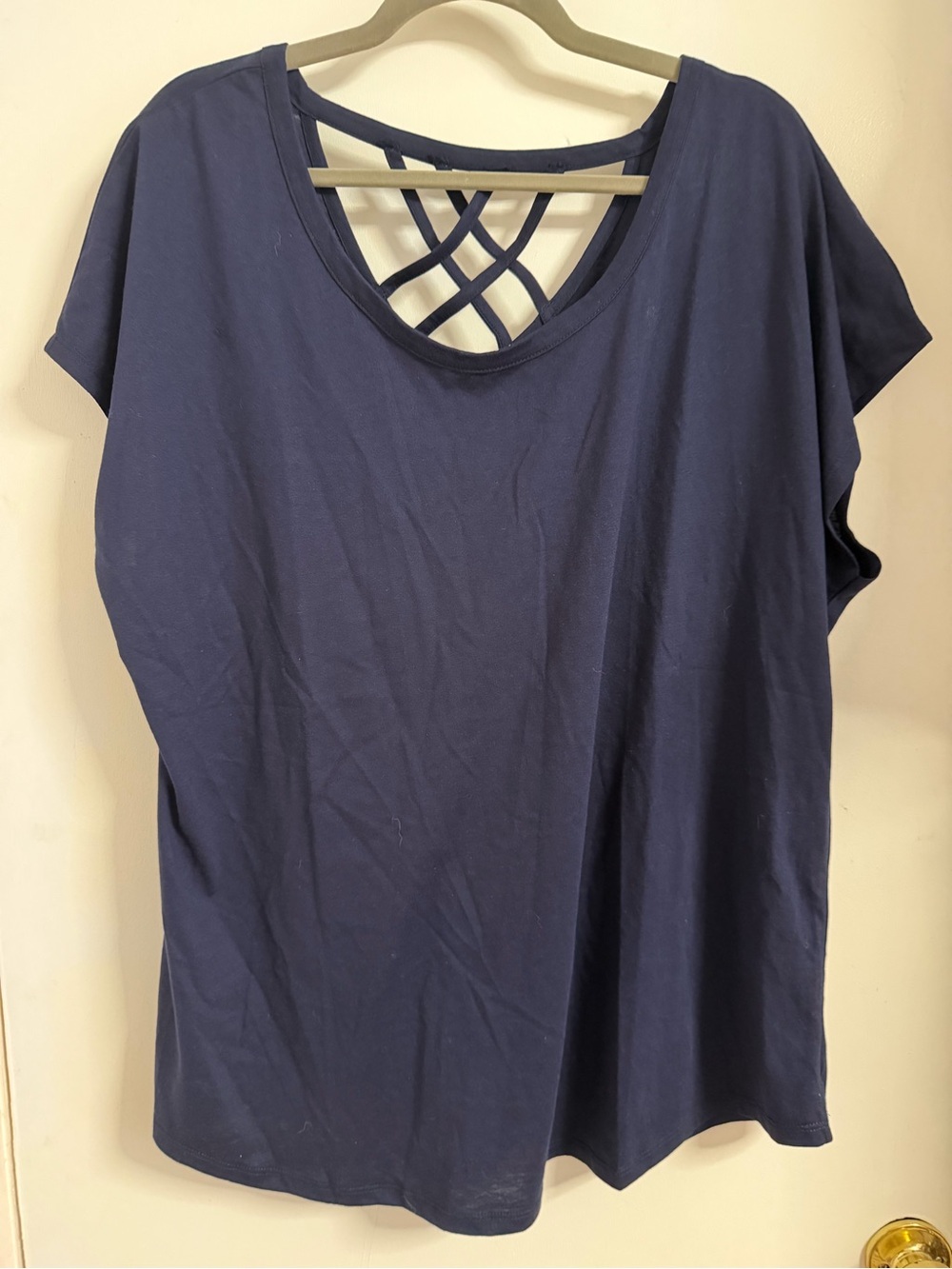 Lane Bryant Navy Blue Strappy Back Sleeveless Tee Shirt